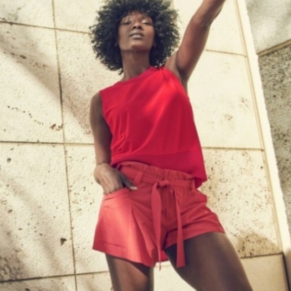 Athleta Tops - Athleta Zepher Hibiscus Ribbed High Neck Tank Sz XS